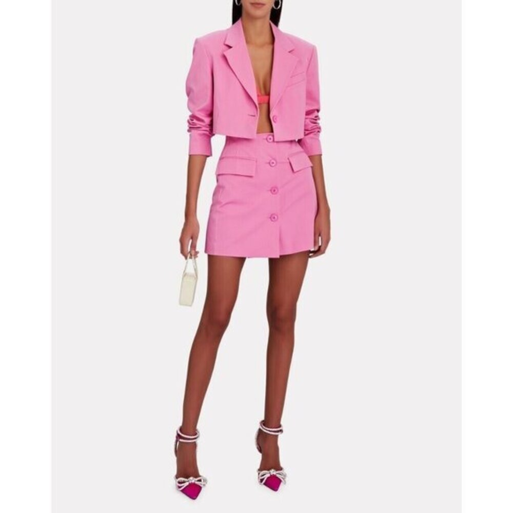 Derek Lam Bellamy A line Hot Pink Mini Skirt Front Buttons SZ 14 NEW